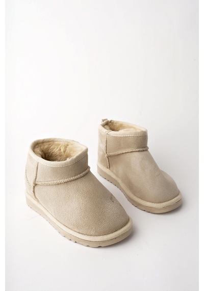 Muggo Snow Garantili Unisex Çocuk Kalın Taban İçi Tüylü Günlük Mini Yarım Bot
