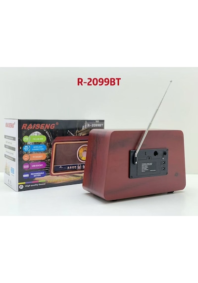 Raiseng R-2099bt Radyo Ahşap Retro Büyük Boy Bluetooth Bağlantılı Usb-tf Şarjlı -- Sencan Sound