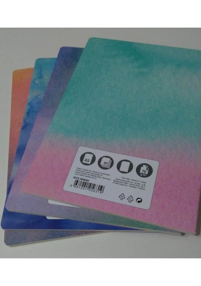 Karton Kapak Dik A5 Watercolors 4'lü Çizgisiz Defter Watercolors