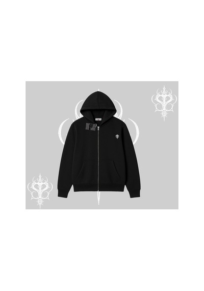 Tarzsokak Beyaz Hırka Sweatshirt Özel Logolu Siyah