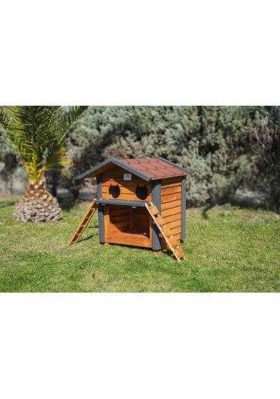 2 Yuvalı Kedi Evi Mamalıklı