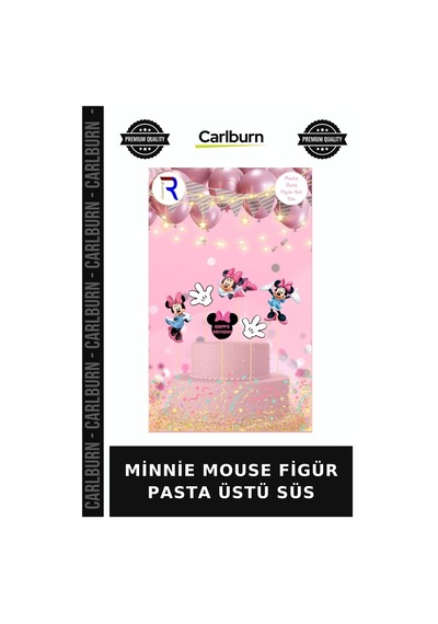 Premium Minnie Mouse Figür Pasta Üstü Süs Süsleme Parti Malzemesi Şeker Hamuru +3