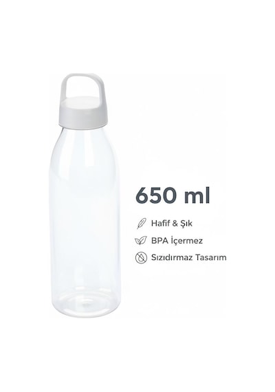 650 Ml Doa Su Matarası - Bpa Free Pet Spor Matara Beyaz Kapak Çok Renkli
