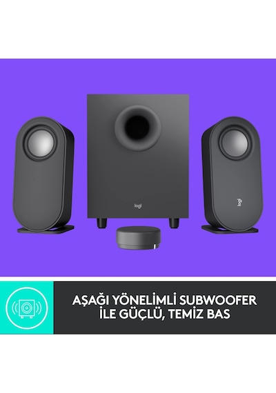 Z407 2.1 Bluetooth Hoparlör Sistemi, Subwoofer, Kompakt Tasarım, Kontrol Kadranı, 20 M Kablosuz Kullanım Mesafesi, 80 W, Siyah