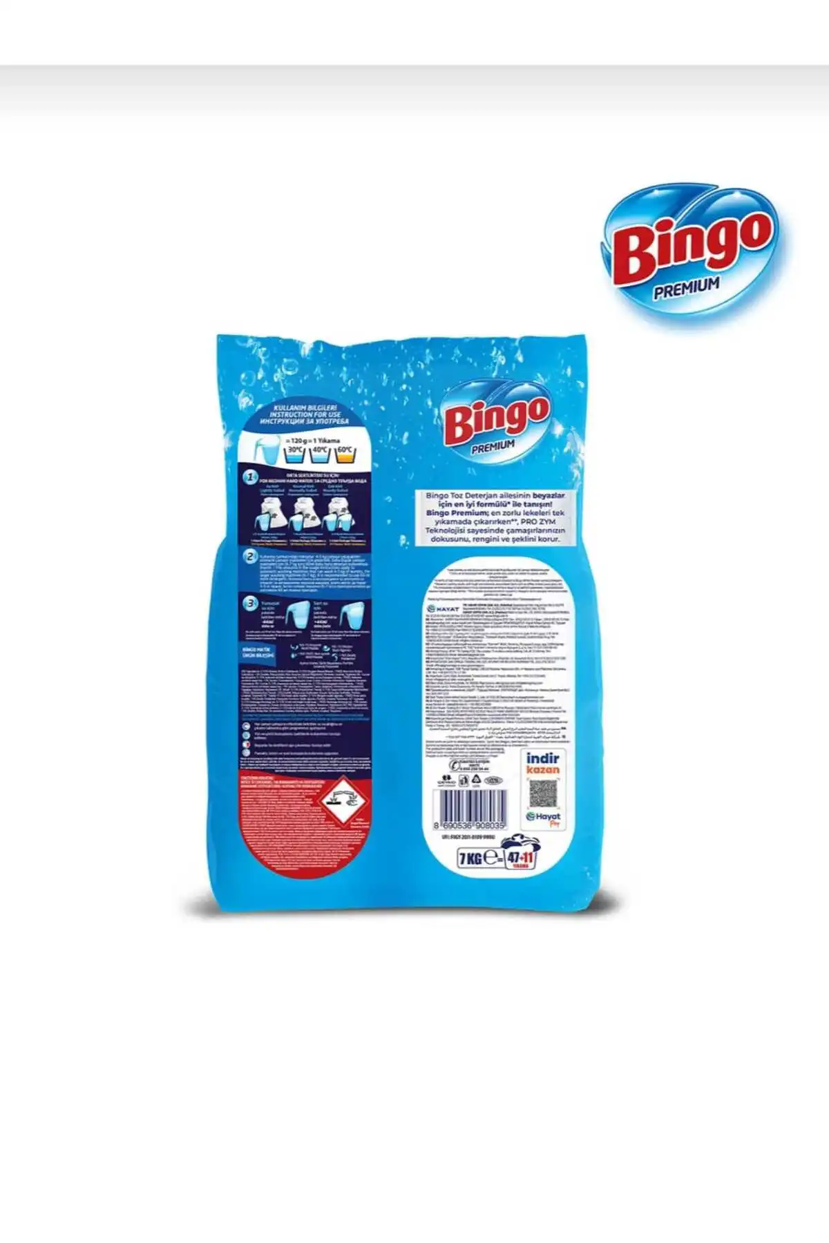 Bingo Premium Beyazlar İçin Toz Deterjan 2 Li Paket 7 Kg X 2 Geleneksel Beyaz Sabun Kokusu