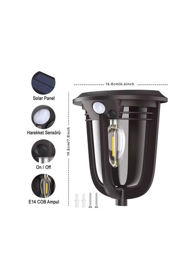 Güneş Enerjili Hareket Sensörlü, Cob Led Duvar Aplik/gt-sl18