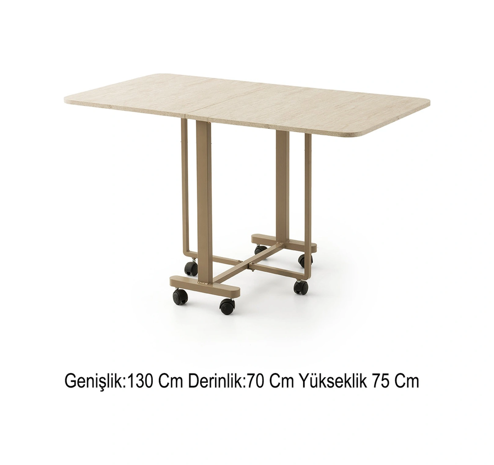 Katlanır Lizbon Metal Portatif Tekerlekli Masa 4 Adet Ece Sandalye Takım Ahşap
