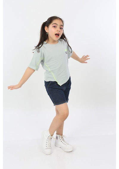 Toontoy Kids Toontoy Kız Çocuk Enjoyment Baskılı Tişört Yeşil