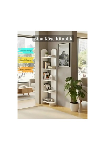 Sina Köşe Kitaplık Beyaz