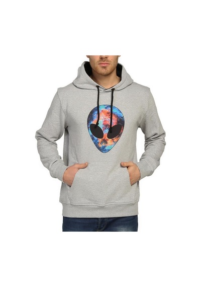 Bant Giyim - Alien Cosmos Gri Kapşonlu Erkek Sweatshirt Hoodie