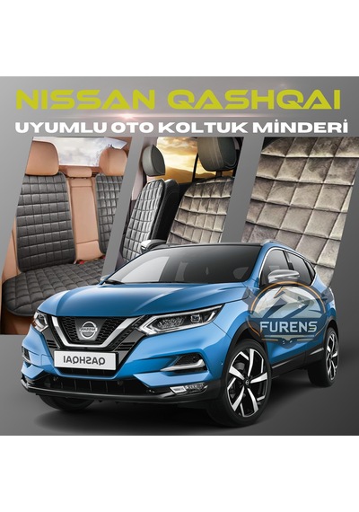 Nissan Qashqai Antrasit Tay Tüyü Cepli & Terletmez Sırtlı Oto Koltuk Minder Seti - Koruma Kılıfı  Ön & Arka Set