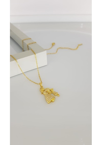 Anne Kız Öğretmen Hediye Çelik Kolye Gold