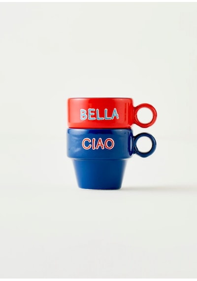 Bella Maison Line Espresso 2'li Seti Mavi-kırmızı 105 Cc Kahverengi