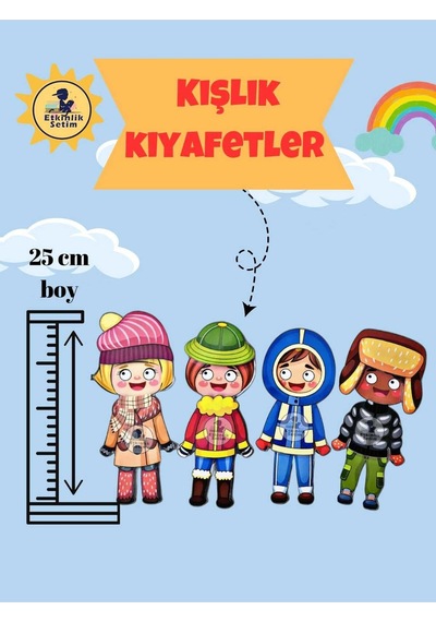 36 Adet Yazlık Kışlık Kıyafet Giydirme Hafıza Geliştiren Cırtlı Etkinlik Oyunu
