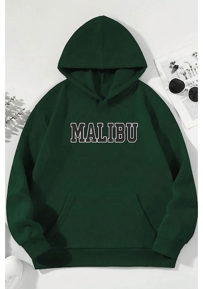 Medinenur Unisex Malibu Baskılı Sweatshirt Yeşil