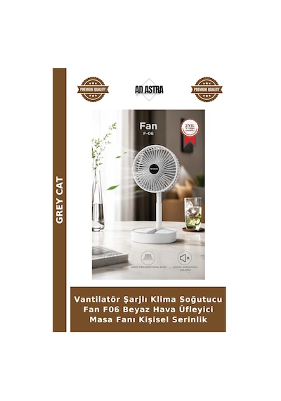 Vantilatör Şarjlı Klima Soğutucu Fan F06 Beyaz Hava Üfleyici Masa Fanı Kişisel Serinlik