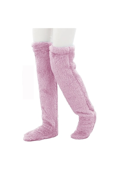 Sauna Suit Pembe Sock Peluş Uyku Çorabı Welsoft Diz Üstü Oda Çorabı Ayak Isıtıcı Uzun Gonç Çorap Pembe