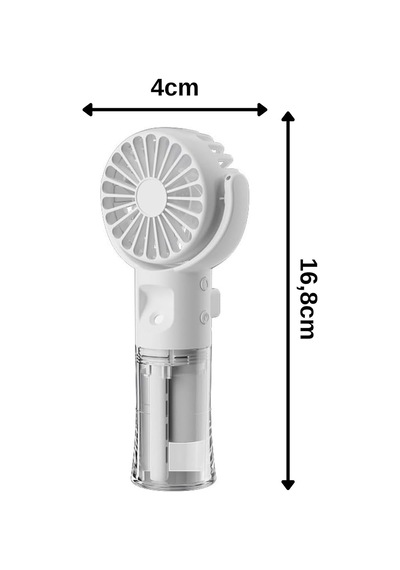 Taşınabililir Su Hazneli Mini Usb Şarjlı 3 Kademeli Askılı El Vantilatör Fan Soğutucu F4 Beyaz Standart