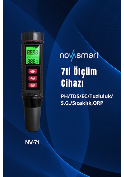 Nv-71 7 Li Ölçüm Cihazı Ph Ec Tds Tuzluluk Orp S.g. Sıcaklık Ölçer Su Analiz Test Cihazı Dijital Ph Metre