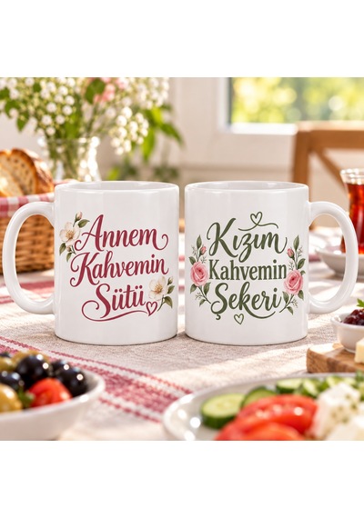 Bezos Anne Kız Molası 2'li Porselen Kupa Seti - Model 498 Ventra