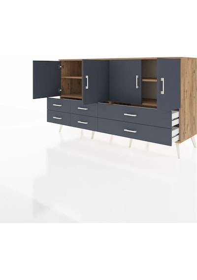 Hyperion Konsol 6 Raflı 6 Çekmeceli 4 Kapaklı 176x44x99 Çam-antra Çam-antrasit Hyperion Konsol 6 Raflı 6 Çekmeceli 4 Kapaklı 176x44x99 Çam-antra Çam-antrasit