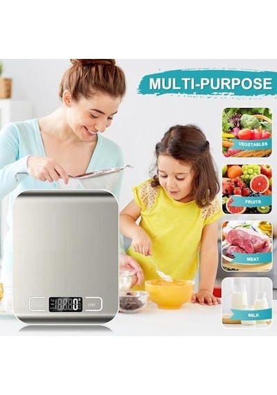 Platin Mutfak Terazisi Dijital Tartı Hassas Lcd Ekranlı 5 Kg Açık Bej