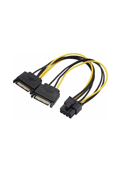 2x Sata Power Kablo To 8 Pin 6+2 Pci-e Dönüştürücü Güç Kablosu