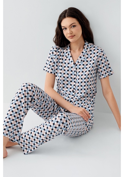 Arnetta Kadın Mavi Gömlek Pijama Takım Mavi