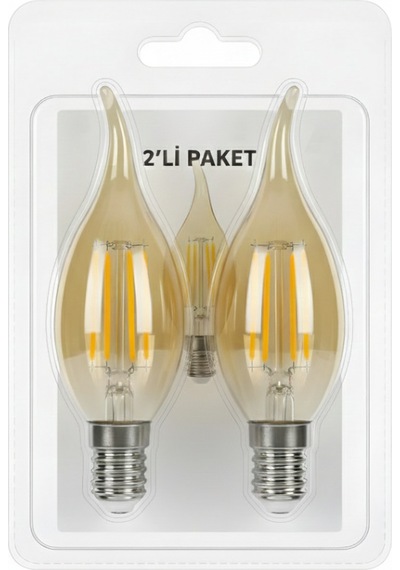 Kes600 Led Flamanlı Buji Ampul 4w 2700k E14 2 Li Paket