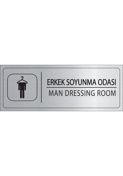 Mayeka Erkek Soyunma Odası İsimlik Gümüş Metal Kapı İsimliği Levhası Yönlendirme Tabelası