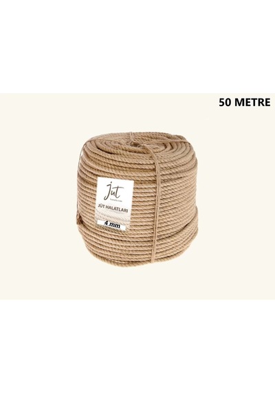 Jütburada Jüt Halat 4 Mm 50 Metre Hasır Dekor Süsleme İp