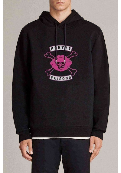 Riverdale Pretty Poisons Baskılı Siyah Erkek Kapşonlu Sweatshirt