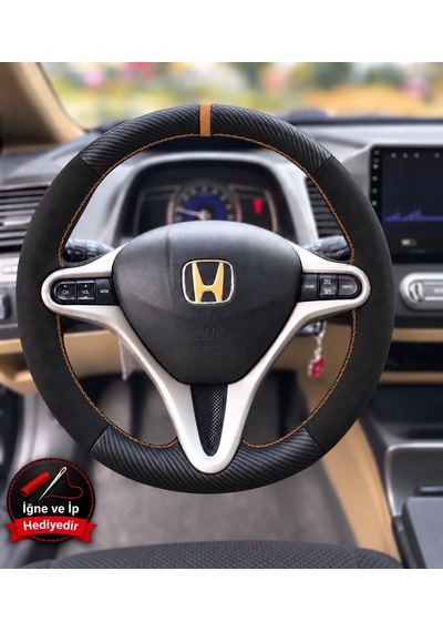 Honda Cr-v Mk3 Dikme Direksiyon Kılıfı Alcantara Süet Mat Karbon Taba Yüzük Ve Dikiş 2007-2012