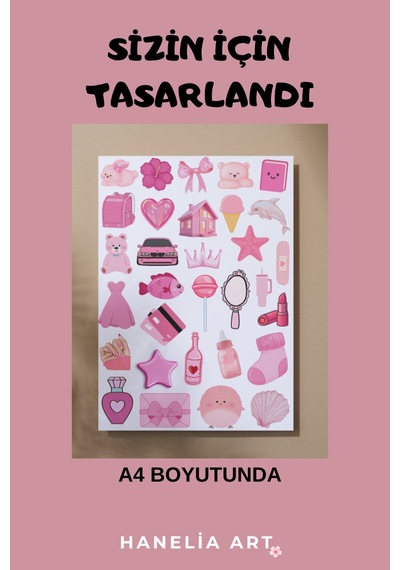 Pembe Sticker 2 Li Avantaj Seti Ajanda, Defter & Laptop Çok Renkli