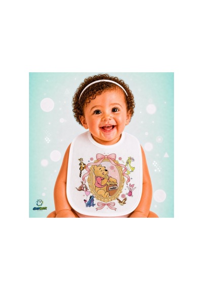Winnie The Pooh Keten Bebek Mama Önlüğü Yumuşak - Emici - Yıkanabilir - Özel Tasarım P204 Çok Renkli