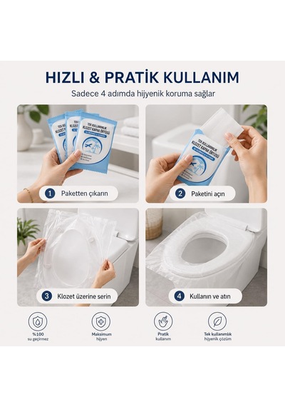 Tek Kullanımlık Hijyenik Klozet Kapağı Örtüsü 50 Adet Seyahat, Kamp, Otel Ve Umumi Tuvaletler İçin Taşınabilir Tuvalet Kapağı Koruyucu, Su Geçirmez Ve Hijyenik Kullanım Şeffaf