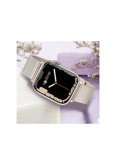 Apple Watch Uyumlu 38mm 40mm 41mm Seri 3 4 5 6 7 8 Se Kordon Starlight Milano Hasır Örgü Metal