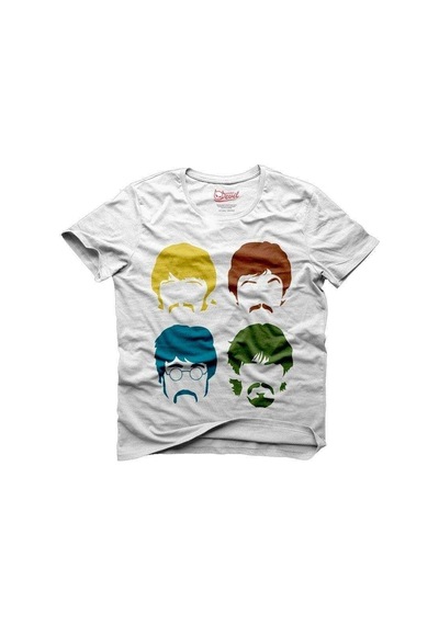 Tshirthane Beatles Silhouette Beyaz Tişört Erkek Tshirt