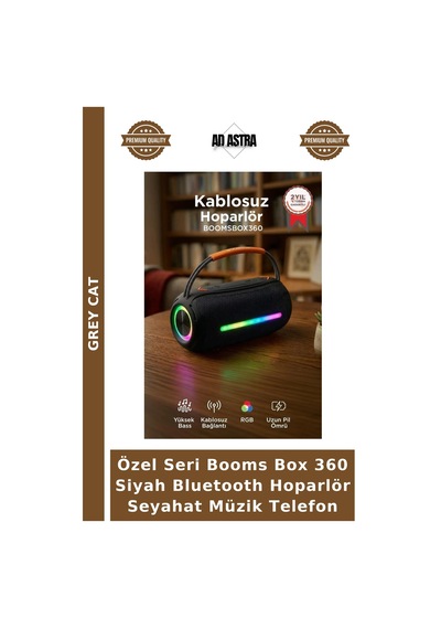 Özel Seri Booms Box 360 Siyah Bluetooth Hoparlör Seyahat Müzik Telefon