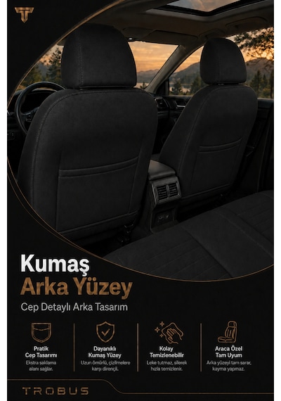 Volvo S80 2018 Ve Sonrası Uyumlu Lineaketen Serisi Bej Siyah Bej Oto Koltuk Kılıfı
