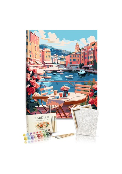 Sayılarla Boyama Seti 40 X 50 Cm Tuval Şasesine Gerili Deniz Kenarı