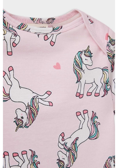 DeFacto Kız Bebek Yenidoğan Unicorn Baskılı Penye 2'li Kısa Kollu Tulum E4025A525HSPN43