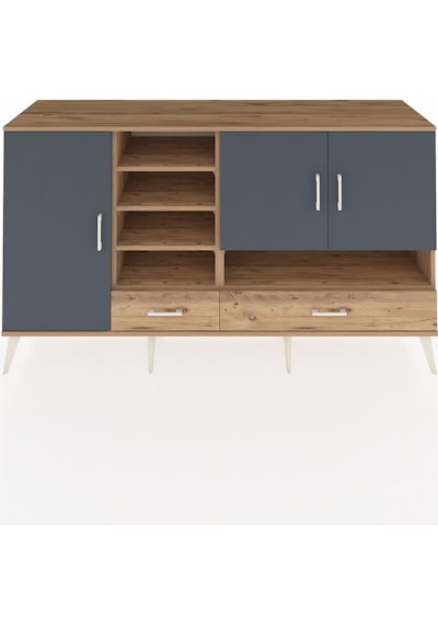 Kronos Konsol 8 Raflı 2 Çekmeceli 3 Kapaklı 176x59x99 Çam-antrasi Çam-antrasit/çam