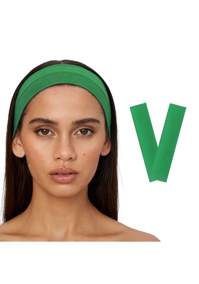 2li Kadın Saç Bandı Bandana Pamuk Likralı Spor Headband Yeşil