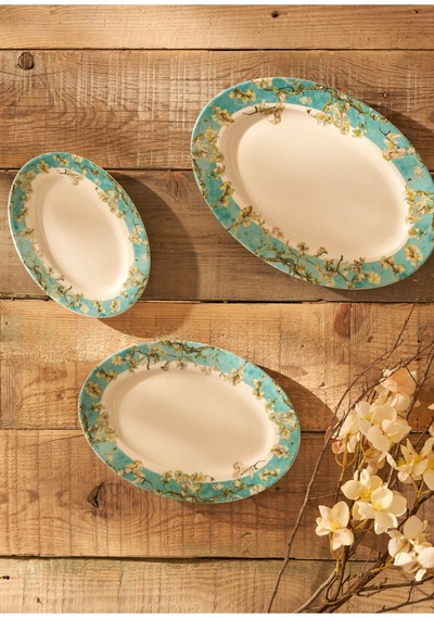 Bella Maison Van Gogh Almond Blossom Porselen Sunum Tabağı Turkuaz 30 Cm Turkuaz 2