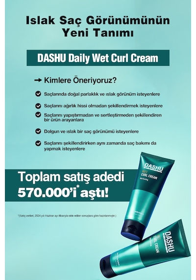 Islak Görünüm Sunan, Dalgaları Belirginleştiren Saç Şekillendirici Krem Dashu Daily Wet Curl Cream