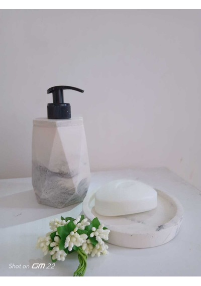 Marble Beton Sıvı Ve Katı Sabunluk Siyah