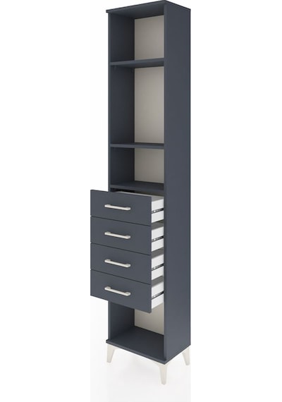 Arges Dolap 3 Raflı 4 Çekmeceli 44x30x221 Antrasit-antrasit Antrasit