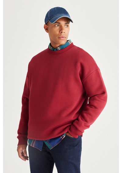 AC&Co / Altınyıldız Classics Erkek Bordo Oversize Fit Bol Kesim Pamuklu İçi Polarlı Bisiklet Yaka Sweatshirt Bordo AC&Co / Altınyıldız Classics Erkek Bordo Oversize Fit Bol Kesim Pamuklu İçi Polarlı Bisiklet Yaka Sweatshirt Bordo