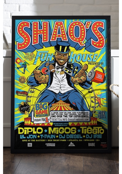 Shaq's Fun House Siyah Ahşap Çerçeveli Poster, Dekoratif Film Duvar Tablosu